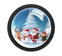 HEOEH Confezione da 4 pomelli neri per armadietti, con Babbo Natale, pupazzo di neve e renna, pomelli per cassetti con viti di 2 dimensioni, foro singolo rotondo per cucina, comò, armadio, cassettiera