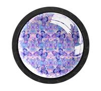 HEOEH Confezione da 4 pomelli rotondi a farfalla viola per cassetti, pomelli neri per cassettiera, credenze, porte, accessori per mobili da cucina e bagno