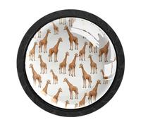 HEOEH Confezione da 4 pomelli rotondi a forma di giraffa per cassetti, pomelli neri per cassettiera, credenze, porte, accessori per mobili da cucina e bagno