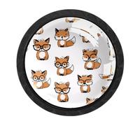 HEOEH Confezione da 4 pomelli rotondi a forma di volpe per cassetti, pomelli neri per cassettiera, credenze, porte, accessori per mobili da cucina e bagno