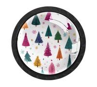 HEOEH Confezione da 4 pomelli rotondi per armadietti a forma di albero di Natale, pomelli neri per cassettiera, credenze, porte, accessori per mobili da cucina e bagno