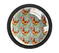HEOEH Confezione da 4 pomelli rotondi per cassetti, a forma di gallo, colore nero, per credenze, porte, credenze, armadietti, mobili da cucina e bagno