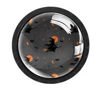 HEOEH Confezione da 4 pomelli rotondi per cassetti a forma di pipistrelli da strega, colore nero, per credenze e porte, accessori per mobili da cucina e bagno