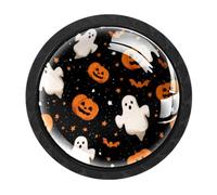 HEOEH Confezione da 4 pomelli rotondi per cassetti a forma di zucche a forma di stella di Halloween, colore nero, per armadietti da cucina e bagno