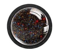 HEOEH Confezione da 4 pomelli rotondi per cassetti e armadietti, motivo: galassia e stelle, colore nero, per armadietti da cucina e bagno