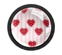 HEOEH Confezione da 4 pomelli rotondi per cassetti e credenze, a forma di cuore, colore nero, per armadietti da cucina e bagno