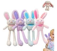 heofonm Pull up Rabbit Plush Toys, 12" Easter Pull-Out Funny Rabbit Plush Keychain, Stress Relief Soft Stuffed Bunny Toy Pendant for Birthdays & Easter (4pcs mix)