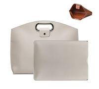 heofonm The 2-Piece Set: Sophisticated Business Waterproof Leather Laptop & Tote Set, 14-16in 2PCS Laptop Bag for Women (Beige)