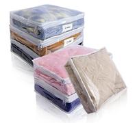 Heonay Sacchetti trasparenti con cerniera, in plastica, per maglioni, con cerniera, confezione da 6 pezzi, organizer per vestiti, coperte, maglioni, lenzuola, trapunte, vestiti e cuscini (40 x 35 x 9