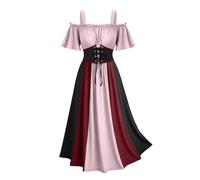 HEONSATI Abiti Rinascimentale da Donna Vestito Halloween Halloween con Spalle Scoperte Costume Donna Cosplay Medievale Abito Principessa Curvy Vestiti Gotico Cocktail per Carnevale, Feste, Sera