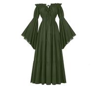 HEONSATI Abito Donna di Halloween Vittoriano Vestiti Cocktail Gotico Maniche Dolman in Pizzo Costume Principessa Cosplay Maxi Abiti da Sera Cerimonia Elegante Lungo Vestito Medievale Rinascimentale