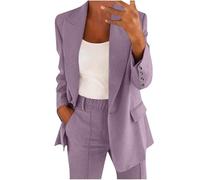 HEONSATI Abito Taglie Forti Donna Abito Ufficio Aperto Davanti Colletto Eleganti Set Due Pezzi Manica Lunga Matrimonio Tuta da Lavoro Blazer E Pantalone Tailleur da Cocktail Business per Sera Party