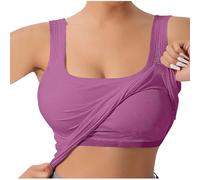 HEONSATI Canotta con Coppe Imbottite Canotta Donna Spalla Stretta Senza Cuciture Basic Scollo a V Canotta Casual Sportiva Curvy Maglietta Push Up Spalline Regolabili vestibilità Corsa Sportivo