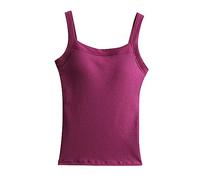 HEONSATI Canotta con Coppe Preformate Canotte Donna Oversize Casual Cotone Comodi Magliette Sportiva Scollo a V Senza Cuciture Camicia Basic Spalline Regolabili Senza Maniche Sportivo Corsa