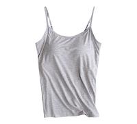 HEONSATI Canotta con Reggiseno Donna Canottiere Cotone Senza Maniche Comodi Canottiera Reggiseno Incorporato Estiva Spalline Regolabili Senza Cuciture Canotta Casual Sportiva Curvy Traspirante