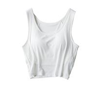 HEONSATI Canotta Corta Palestra Donna Fitness Canotta Elegante Donna Spalla Larga Senza Cuciture Senza Maniche Camicetta Push Up Sportiva Elegante Tank Shirt Curvy Cotone Estiva Jogging Fitness