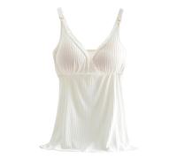 HEONSATI Canottiera con Reggiseno Imbottito Incorporato Canotta Scollo a V Cotone Basic Comodi Magliette Scollo a V Curvy Spalline Regolabili Canottiere Senza Cuciture Ampia Casual Corsa Palestra