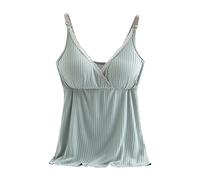 HEONSATI Canottiera con Reggiseno Imbottito Incorporato Canotta Scollo a V Cotone Basic Comodi Magliette Scollo a V Curvy Spalline Regolabili Canottiere Senza Cuciture Ampia Casual Corsa Palestra