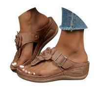 HEONSATI Ciabatte Da Donna Estive Zeppa Comode Plantare Infradito Ortopediche Eleganti Punta Aperta Doccia Sandali Pelle Antiscivolo Per Casa E Spiaggia Pantofole Supporto Arco Piscina Leggere