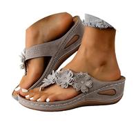 HEONSATI Ciabatte Da Donna Ortopediche Estive Pelle Comode Sandali Zeppa Eleganti Supporto Arco Piscina Infradito Plantare Antiscivolo Per Casa E Spiaggia Flip Flop Punta Aperta Alla Moda Leggere