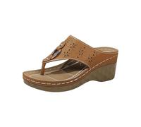 HEONSATI Ciabatte Da Donna Zeppa Ortopediche Antiscivolo Comode Infradito Estive Punta Aperta Plantare Doccia Sandali Pelle Eleganti Per Casa E Spiaggia Scarpe Supporto Arco Leggere Alla Moda