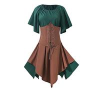 HEONSATI Costume Donna Gotico Medievale Abito Halloween Carnevale Maxi Abiti Vittoriano Principessa Cocktail Travestimento Vestito Cosplay da Donna Cerimonia Curvy per Feste e Party a Tema Streghe