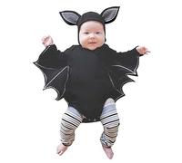 HEONSATI Costume Halloween Pipistrello Bambino Tutine Di Halloween Baby Vintage Vestito Da Carnevale Bambino Manica Del Pipistrello Tuta Per Bambini Con Cappello Jumpsuit Bimbo Bimba Scheletro Stampa