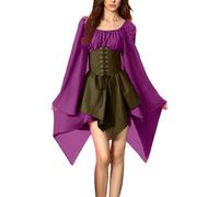HEONSATI Costume Regina Medievale Donna Costumi Halloween Rinascimentale Vestito Medievale Popolana Steampunk Costume Gotico Lungo Abito Cerimonia Carnevale Vestiti Vittoriano Principessa Curvy