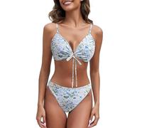 HEONSATI Costumi da Bagno Donna Bikini Set Push Up Due Pezzi Costumi da Mare Imbottito Reggiseno Top e Slip Costume Scollo a V Piscina e Spiaggia Elegante Swimwear Beachwear Controllo Pancia