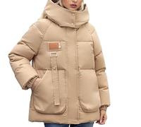 HEONSATI Giacca Piumino Donna Trapuntata Cappotto Manica Lunga Trapuntato Imbottito Piumino Cerniera con Cappuccio Leggero Jacket Crop Inverno Offerta Parka da Donna Invernali Lavoro Piumini Caldo