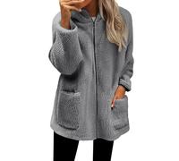 HEONSATI Giacche in Peluche Donna Giacca Fine Fleece con Zip e Cappuccio Cappotto da Donna Sherpa Calda Giacca in Pile Teddy Autunno e Inverno Cappotti Pile a Maniche Lunghe Warm Ampia Outdoor