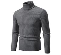 HEONSATI Lupetto Uomo in Caldo Cotone Felpe Maglia Maniche Lunghe Oversize Pullover di Maglia Caldo Maglioni Comfort Maglione Dolcevita Uomo Slim Fit Maglioncino Collo Alto Uomo Lavorato Sciolto