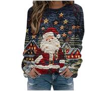 HEONSATI Maglioni Natale da Donna Curvy Girocollo Felpa Natalizio Senza Cappuccio Stampato Manica Lunga Pullover Sweatshirt Maglione Natalizia Regalo di Natale Elegant Felpe Donna Natalizi Divertenti