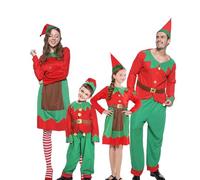 HEONSATI Natale Costume Famiglia, Costumi di Natale Adulti Bambini Costume da Elfo Natalizio Carnevale e Cosplay Costume da Elfo di Natale Bambini aiutante di Babbo Natale per Ragazzi e Ragazze4