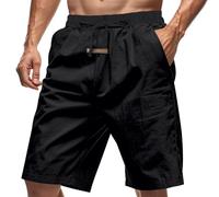 HEONSATI Pantalone Lino Uomo Elegante Bermuda Estivi Traspirante Leggeri Shorts Mare Cotone Casual Pantaloni Corti da Spiaggia Regular Fit Eleganti Pantaloncini in Vita Comodo Jogging Elasticizzata