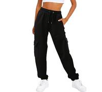 HEONSATI Pantaloni Donna Tuta Pantalone Vita Alta Larghi Cotone Autunnali Pantaloni Tuta Casual Sportivi Running Traspirante con Tasche Pants Harem Lunghi Joggers per Jogging Fitness Sport Yoga