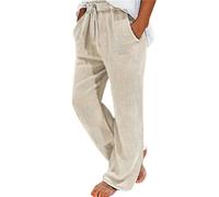 HEONSATI Pantaloni Estivi Uomo Lino Lunghi Pantalone Leggeri Sportivi Taglie Forti Pantalone Casual Eleganti Lavoro Spiaggia Pantaloni in Vita Traspirante Larghi Yoga Loose Fit Tasche Coulisse