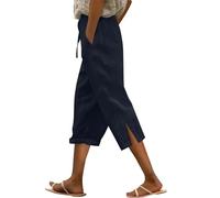 HEONSATI Pantaloni Tre Quarti Donna Sportivi Bermuda Cotone E Lino Leggeri Sportivi Pantalone Capri Estivi Casual Pantaloni 3/4 di Lino Curvy Pinocchietti della Tuta Trekking Morbidi Taglie Forti