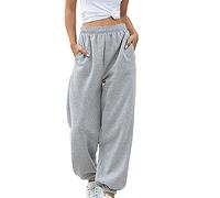 HEONSATI Pantaloni Tuta Donna Sportiva Pantalone Harem Lunghi Sportivi Running Pantaloni Tuta Cotone Casual Joggers Fitness Y2k Pants Larghi Vita Alta con Tasche per Jogging Fitness Sport Yoga