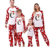 HEONSATI Pigiami Natalizi per Tutta la Famiglia, Pigiami Natalizi Coordinati Famiglia Set, 26 Stampa di Lettere, Pigiama Natale Cotone Set, Abbigliamento Natale per papà Mamma Bambini Coppia