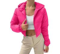 HEONSATI Piumini da Donna con Cappuccio Curvy Piumino Zip Taglie Forti Cappotto Corta Imbottita Leggero Giacca Invernale con Zip Imbottiti Slim Giubbotti Donna Corto Elegante Tinta Unita in Cotone