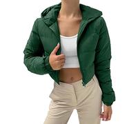 HEONSATI Piumino da Donna Corta Casual Piumini Zip Caldo Giacca con Cappuccio Imbottiti Imbottita Cappotto Corto con Zip Leggero in Cotone Giubbotti Donna Invernale Antivento Tinta Unita Slim