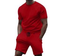 HEONSATI Tuta Estiva Uomo Cotone Tute Leggeri Cotone Sportivo Completino Palestra Estivi Maglietta Manica Corta E Pantaloncini Tuta Casual Jogging Completo Da Ginnastica Due Pezzi Training Spiaggia