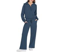 HEONSATI Tuta Senza Cappuccio Donna Offerta Felpata Sportiva Felpa Zip Up + Pantaloni Completi 2 Pezzi Larghi Invernale Oversize Taglie Forti Leggeri Jogging Morbido