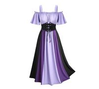 HEONSATI Vestito da Halloween Costume Medievale Donna Partito Abiti Carnevale con Spalle Scoperte Curvy Vestiti da Carnevale Maniche Dolman in Pizzo Abito Cosplay Cerimonia da Donna Retrò Principessa