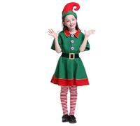 HEONSATI Vestito Elfo Bambina Set Natale Genitori-Figli Festa Festivo Costume Natalizia Per Bambino Abito Natalizio Ragazza Ragazzo Gonna Cappelli Calzini Christmas Santa Carnevale E Cosplay