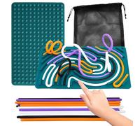 HEOUCH Silicone Sensory Activity Board, Fidget Toys, Tavola Attivita Silicone, 10 Corde in Silicone, Sviluppa le Abilità Manuali, la Consapevolezza Spaziale e Il Riconoscimento dei Color