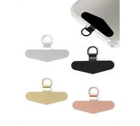 HEOXIN 4 Pezzi Patch per Cordino Cellulare in Metallo, Universale Placca per Laccio Telefono Senza Adesivo, Ultra Sottile Linguetta Attacco in Acciaio Inox, Argento/Nero/Rosa Oro/Oro