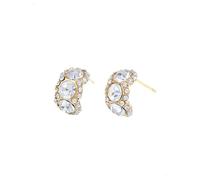 HEOXIN Orecchini a bottone placcati argento da donna, scintillanti incastonatura in zircone circolari creoli spessi anello spesso gioielli regalo ipoallergenici matrimonio vintage fantasia ragazza