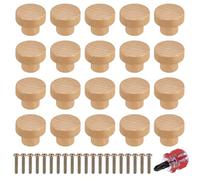 Heozhuyi 20 Pezzi Pomelli Rotondi in Legno per Mobili, Manopole per Guardaroba Armadi Cassetti, con Viti (35X26MM)